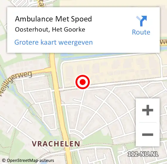 Locatie op kaart van de 112 melding: Ambulance Met Spoed Naar Oosterhout, Het Goorke op 25 april 2016 12:47