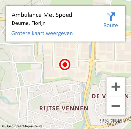 Locatie op kaart van de 112 melding: Ambulance Met Spoed Naar Deurne, Florijn op 25 april 2016 13:16