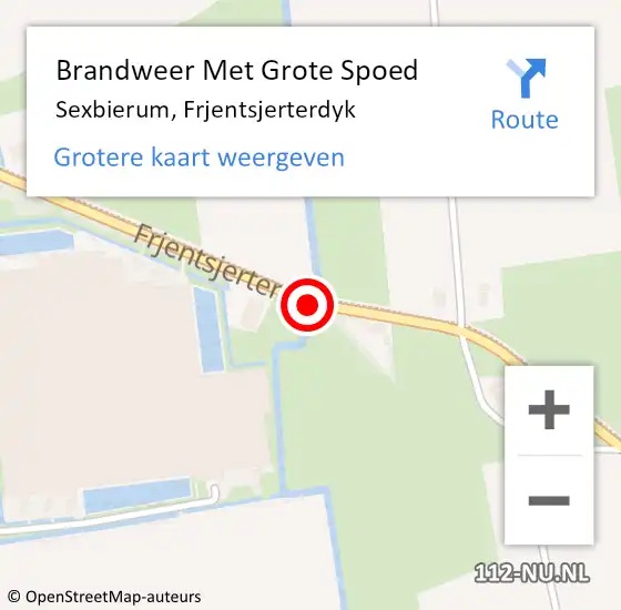 Locatie op kaart van de 112 melding: Brandweer Met Grote Spoed Naar Sexbierum, Frjentsjerterdyk op 25 april 2016 13:32