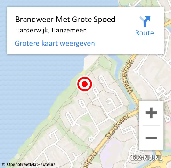 Locatie op kaart van de 112 melding: Brandweer Met Grote Spoed Naar Harderwijk, Hanzemeen op 25 april 2016 14:10