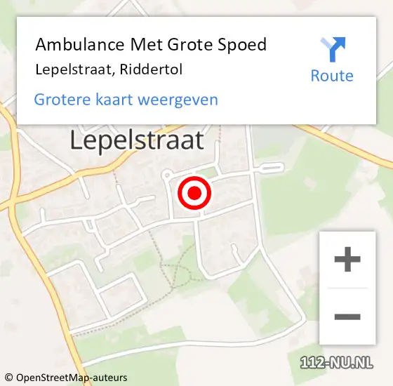 Locatie op kaart van de 112 melding: Ambulance Met Grote Spoed Naar Lepelstraat, Riddertol op 25 april 2016 14:41