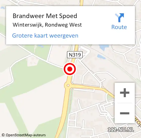 Locatie op kaart van de 112 melding: Brandweer Met Spoed Naar Winterswijk, Rondweg West op 25 april 2016 14:49