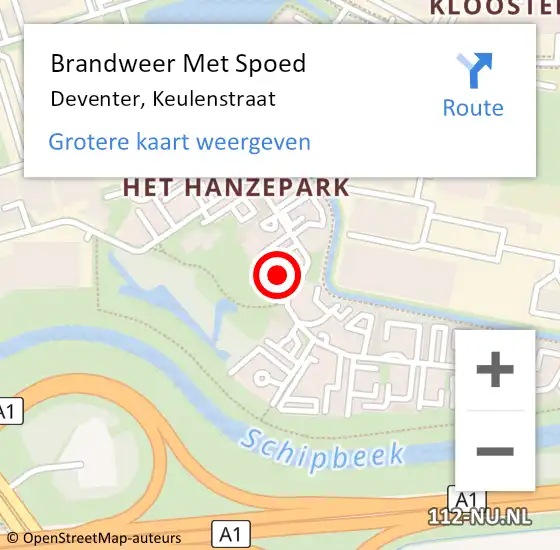 Locatie op kaart van de 112 melding: Brandweer Met Spoed Naar Deventer, Keulenstraat op 25 april 2016 15:52