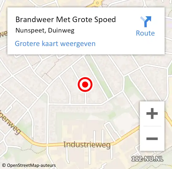 Locatie op kaart van de 112 melding: Brandweer Met Grote Spoed Naar Nunspeet, Duinweg op 25 april 2016 15:55