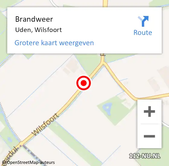 Locatie op kaart van de 112 melding: Brandweer Uden, Wilsfoort op 13 december 2013 00:22