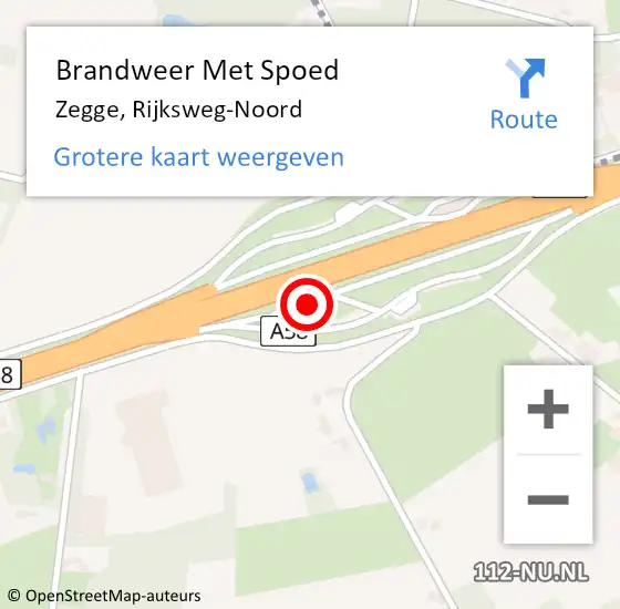 Locatie op kaart van de 112 melding: Brandweer Met Spoed Naar Zegge, Rijksweg-Noord op 25 april 2016 16:52