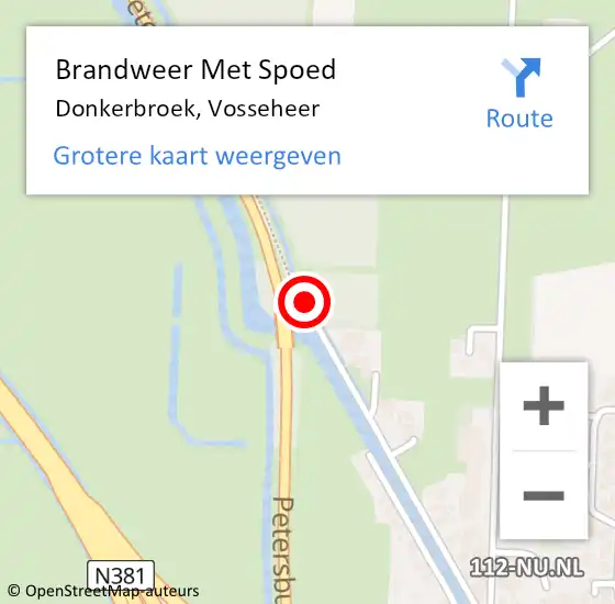 Locatie op kaart van de 112 melding: Brandweer Met Spoed Naar Donkerbroek, Vosseheer op 25 april 2016 17:32