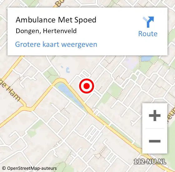 Locatie op kaart van de 112 melding: Ambulance Met Spoed Naar Dongen, Hertenveld op 13 december 2013 01:15