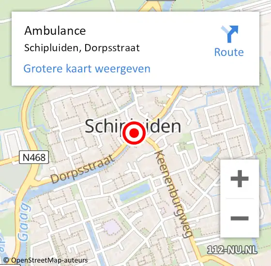 Locatie op kaart van de 112 melding: Ambulance Schipluiden, Dorpsstraat op 25 april 2016 19:21