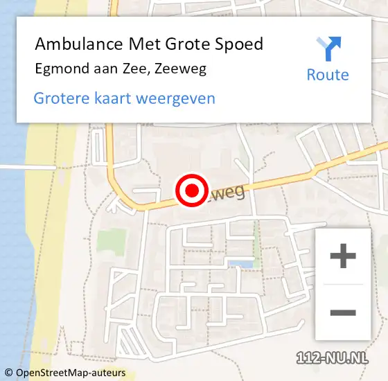 Locatie op kaart van de 112 melding: Ambulance Met Grote Spoed Naar Egmond aan Zee, Zeeweg op 25 april 2016 19:28