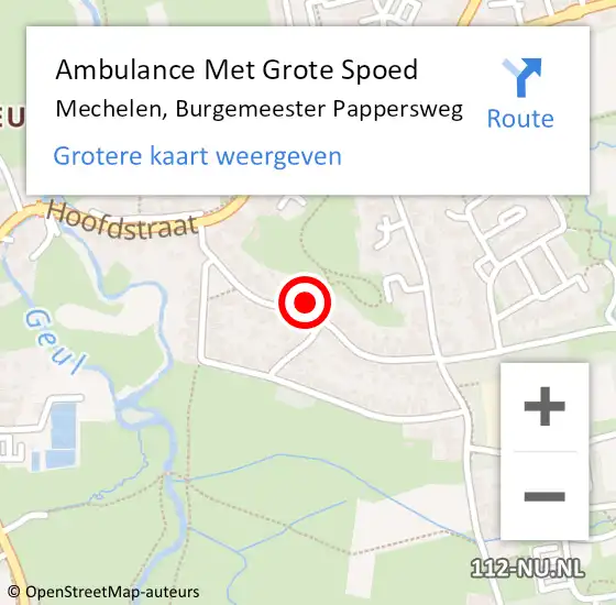 Locatie op kaart van de 112 melding: Ambulance Met Grote Spoed Naar Mechelen, Burgemeester Pappersweg op 13 december 2013 01:24