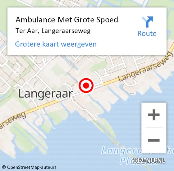 Locatie op kaart van de 112 melding: Ambulance Met Grote Spoed Naar Ter Aar, Langeraarseweg op 13 december 2013 01:25