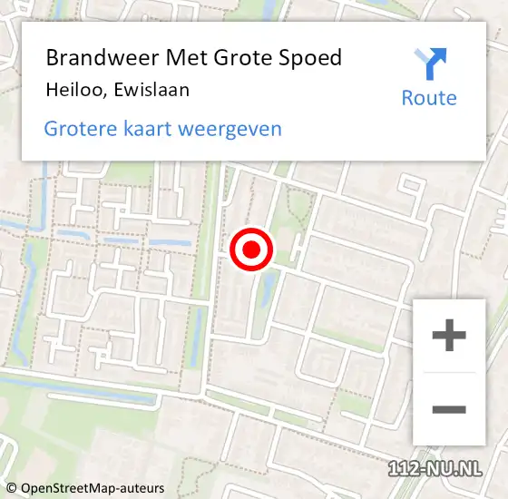 Locatie op kaart van de 112 melding: Brandweer Met Grote Spoed Naar Heiloo, Ewislaan op 25 april 2016 19:59