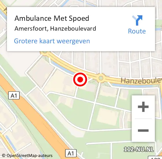 Locatie op kaart van de 112 melding: Ambulance Met Spoed Naar Amersfoort, Hanzeboulevard op 25 april 2016 20:41