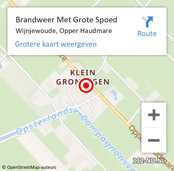 Locatie op kaart van de 112 melding: Brandweer Met Grote Spoed Naar Wijnjewoude, Opper Haudmare op 25 april 2016 21:13