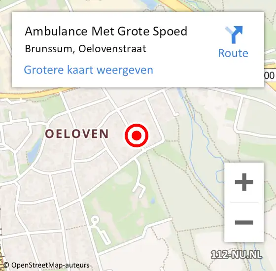 Locatie op kaart van de 112 melding: Ambulance Met Grote Spoed Naar Brunssum, Oelovenstraat op 13 december 2013 01:58