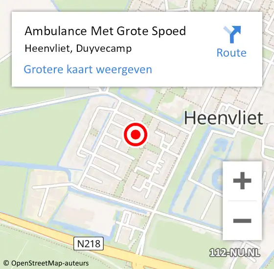 Locatie op kaart van de 112 melding: Ambulance Met Grote Spoed Naar Heenvliet, Duyvecamp op 25 april 2016 23:47