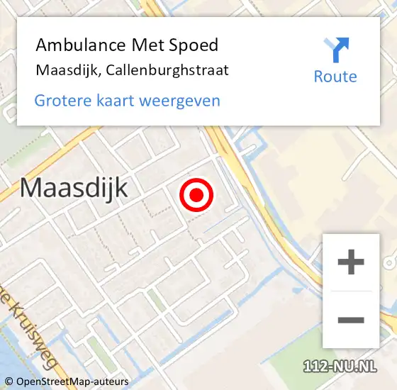 Locatie op kaart van de 112 melding: Ambulance Met Spoed Naar Maasdijk, Callenburghstraat op 26 april 2016 01:16