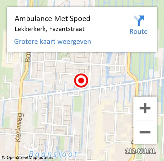 Locatie op kaart van de 112 melding: Ambulance Met Spoed Naar Lekkerkerk, Fazantstraat op 26 april 2016 01:30