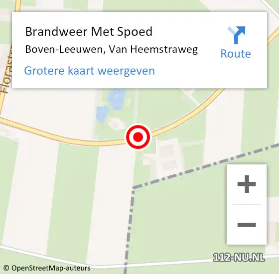 Locatie op kaart van de 112 melding: Brandweer Met Spoed Naar Boven-Leeuwen, Van Heemstraweg op 26 april 2016 01:59