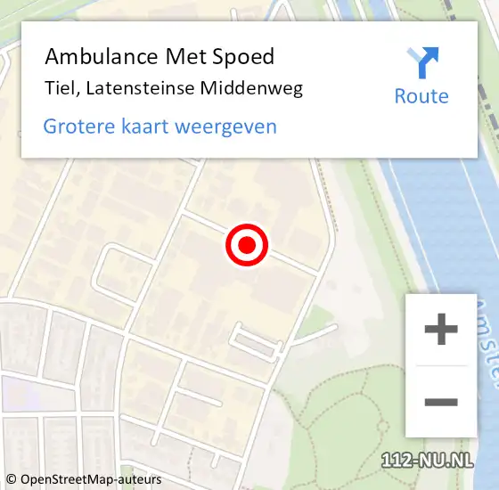 Locatie op kaart van de 112 melding: Ambulance Met Spoed Naar Tiel, Latensteinse Middenweg op 26 april 2016 05:17