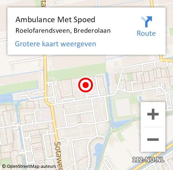 Locatie op kaart van de 112 melding: Ambulance Met Spoed Naar Roelofarendsveen, Brederolaan op 26 april 2016 05:37