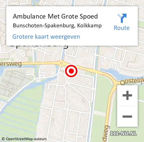 Locatie op kaart van de 112 melding: Ambulance Met Grote Spoed Naar Bunschoten-Spakenburg, Kolkkamp op 26 april 2016 06:24