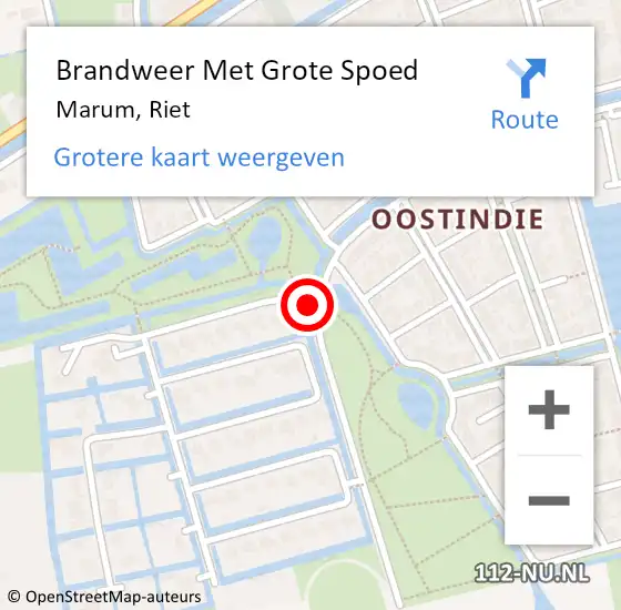 Locatie op kaart van de 112 melding: Brandweer Met Grote Spoed Naar Marum, Riet op 26 april 2016 08:48