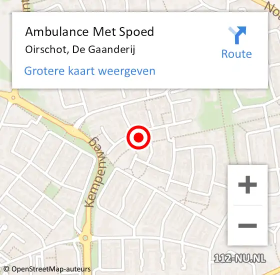 Locatie op kaart van de 112 melding: Ambulance Met Spoed Naar Oirschot, De Gaanderij op 26 april 2016 09:05