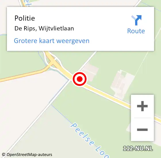 Locatie op kaart van de 112 melding: Politie De Rips, Wijtvlietlaan op 26 april 2016 10:36