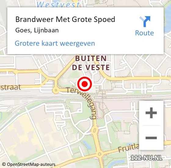 Locatie op kaart van de 112 melding: Brandweer Met Grote Spoed Naar Goes, Lijnbaan op 13 december 2013 04:22