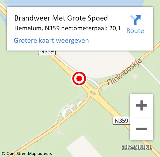 Locatie op kaart van de 112 melding: Brandweer Met Grote Spoed Naar Hemelum, N359 hectometerpaal: 20,1 op 26 april 2016 12:26