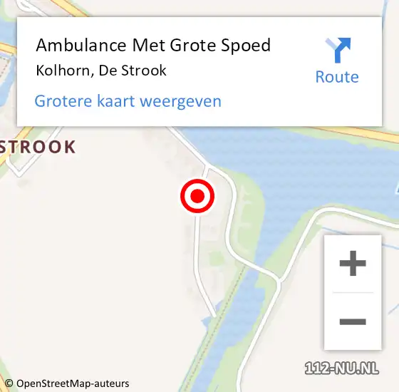 Locatie op kaart van de 112 melding: Ambulance Met Grote Spoed Naar Kolhorn, De Strook op 26 april 2016 12:39