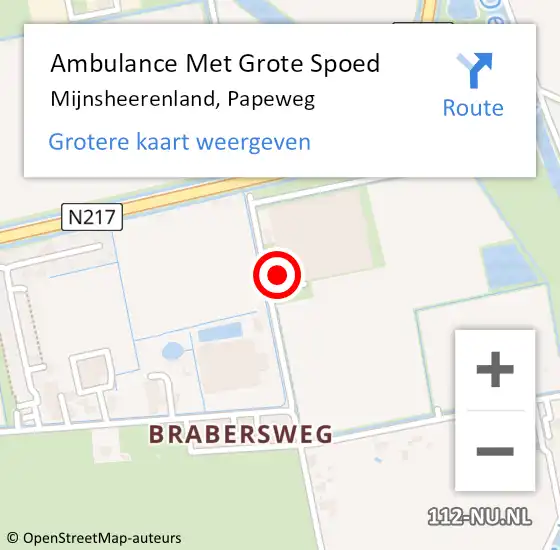 Locatie op kaart van de 112 melding: Ambulance Met Grote Spoed Naar Mijnsheerenland, Papeweg op 13 december 2013 05:16