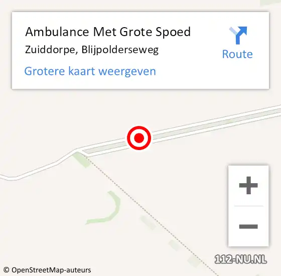 Locatie op kaart van de 112 melding: Ambulance Met Grote Spoed Naar Zuiddorpe, Blijpolderseweg op 26 april 2016 14:16