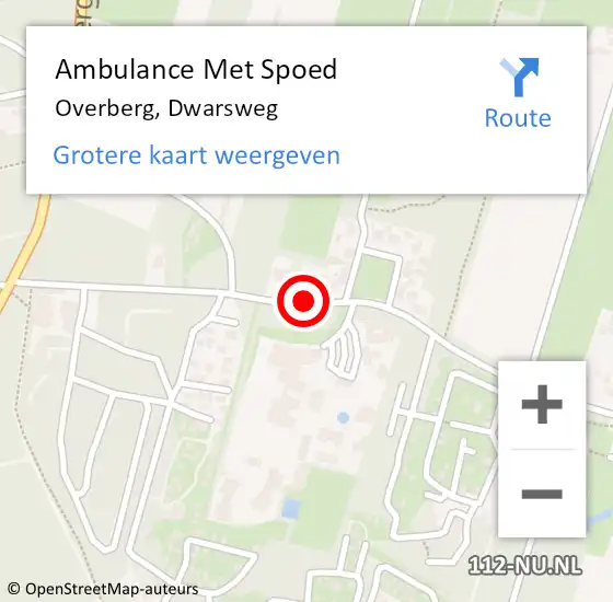 Locatie op kaart van de 112 melding: Ambulance Met Spoed Naar Overberg, Dwarsweg op 26 april 2016 14:36