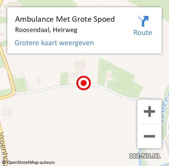 Locatie op kaart van de 112 melding: Ambulance Met Grote Spoed Naar Roosendaal, Heirweg op 26 april 2016 14:52