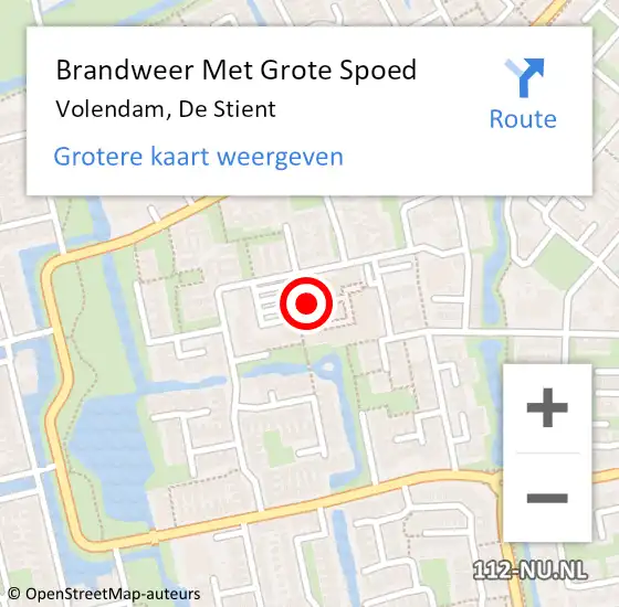 Locatie op kaart van de 112 melding: Brandweer Met Grote Spoed Naar Volendam, De Stient op 26 april 2016 15:29