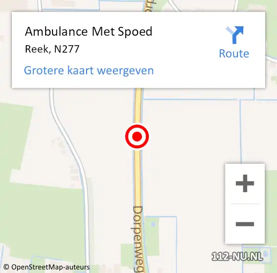 Locatie op kaart van de 112 melding: Ambulance Met Spoed Naar Reek, N277 op 26 april 2016 16:47