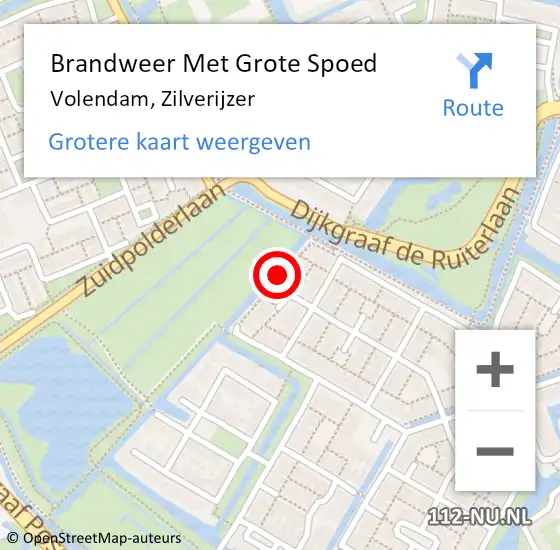 Locatie op kaart van de 112 melding: Brandweer Met Grote Spoed Naar Volendam, Zilverijzer op 26 april 2016 17:44