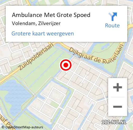 Locatie op kaart van de 112 melding: Ambulance Met Grote Spoed Naar Volendam, Zilverijzer op 26 april 2016 17:47