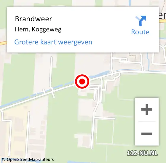 Locatie op kaart van de 112 melding: Brandweer Hem, Koggeweg op 26 april 2016 17:54