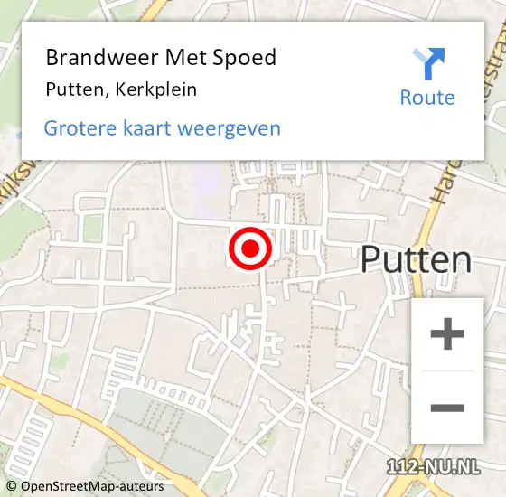 Locatie op kaart van de 112 melding: Brandweer Met Spoed Naar Putten, Kerkplein op 26 april 2016 18:15