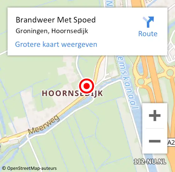 Locatie op kaart van de 112 melding: Brandweer Met Spoed Naar Groningen, Hoornsedijk op 26 april 2016 18:40