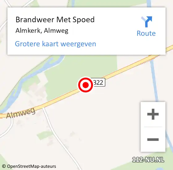 Locatie op kaart van de 112 melding: Brandweer Met Spoed Naar Almkerk, Almweg op 26 april 2016 19:00