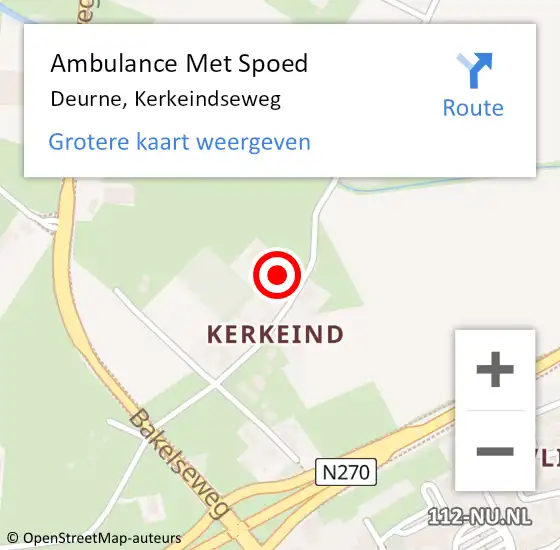 Locatie op kaart van de 112 melding: Ambulance Met Spoed Naar Deurne, Kerkeindseweg op 26 april 2016 19:17