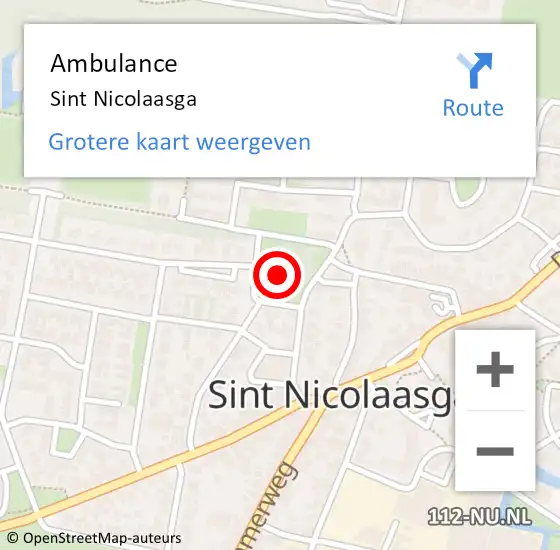 Locatie op kaart van de 112 melding: Ambulance Sint Nicolaasga op 26 april 2016 19:20
