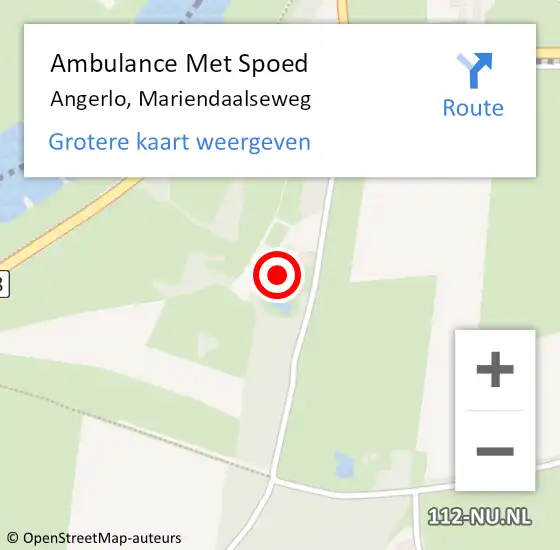 Locatie op kaart van de 112 melding: Ambulance Met Spoed Naar Angerlo, Mariendaalseweg op 26 april 2016 19:42