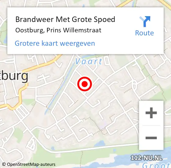 Locatie op kaart van de 112 melding: Brandweer Met Grote Spoed Naar Oostburg, Prins Willemstraat op 26 april 2016 19:44