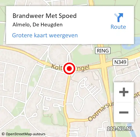 Locatie op kaart van de 112 melding: Brandweer Met Spoed Naar Almelo, De Heugden op 26 april 2016 19:58